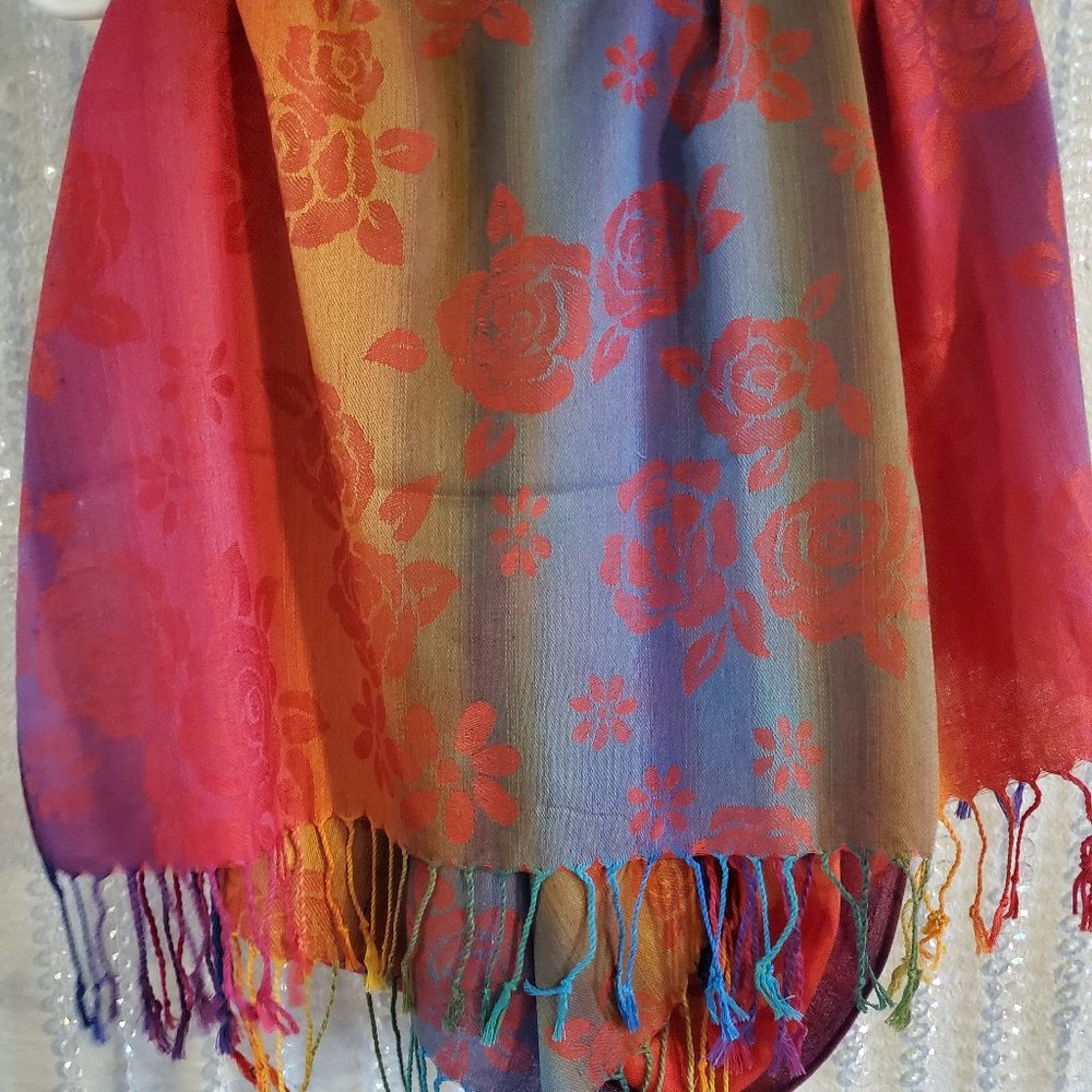 *NWOT* 100% PASHMINA MULTI COLORED SCARF /WRAP